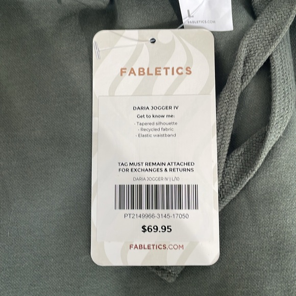 NWT Fabletics Daria Jogger Pockets Khaki Olive Green Size L Comfy Lounge Taper - Picture 8 of 10